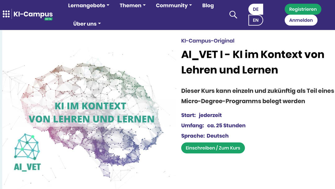 Screenshot KI Campus 