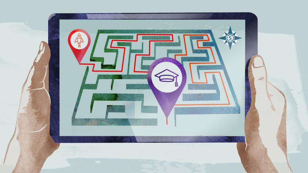 Die Illustration zeigt ein Labyrinth. Es soll verdeutlichen, dass Hochschulen Strategien für den Wissenstransfer entwickeln müssen