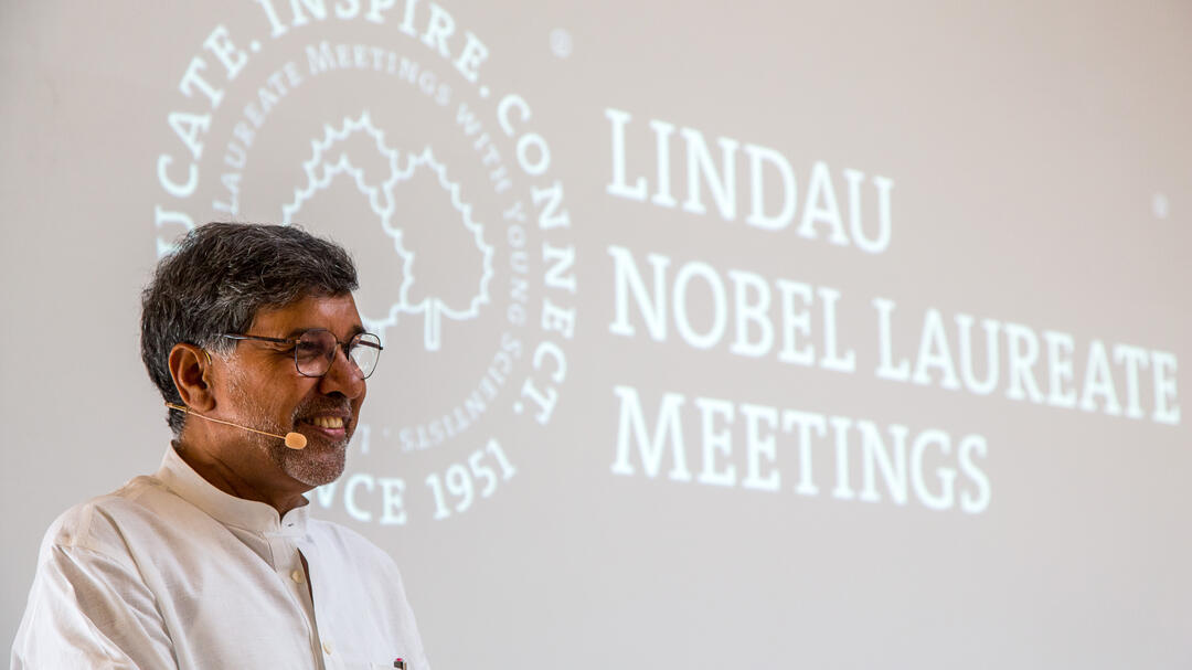 Friedensnobelpreisträger Kailash Satyarthi auf dem Lindauer Nobelpreisträgertreffen 2015 (Foto: Christian Flemming/Lindau Nobel Laureate Meeting) image