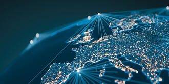Sicht aus dem Weltraum auf Europa: Visualisierung eines Satellitennetzwerkes 