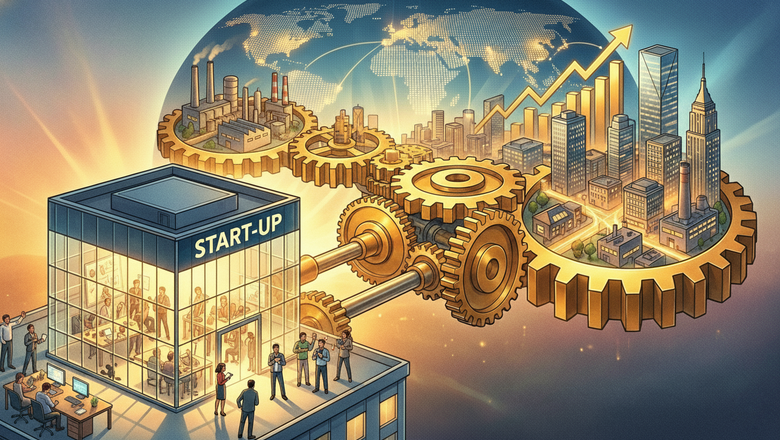 Ilustration Start-ups als Wirtschaftsmotoren