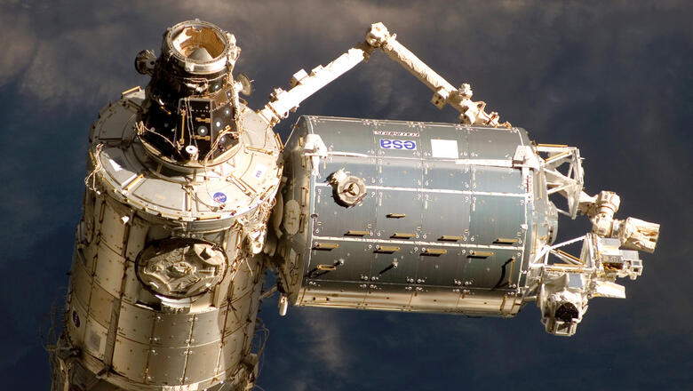 Blick auf das europäische Forschungslabor Columbus (Foto: NASA) image