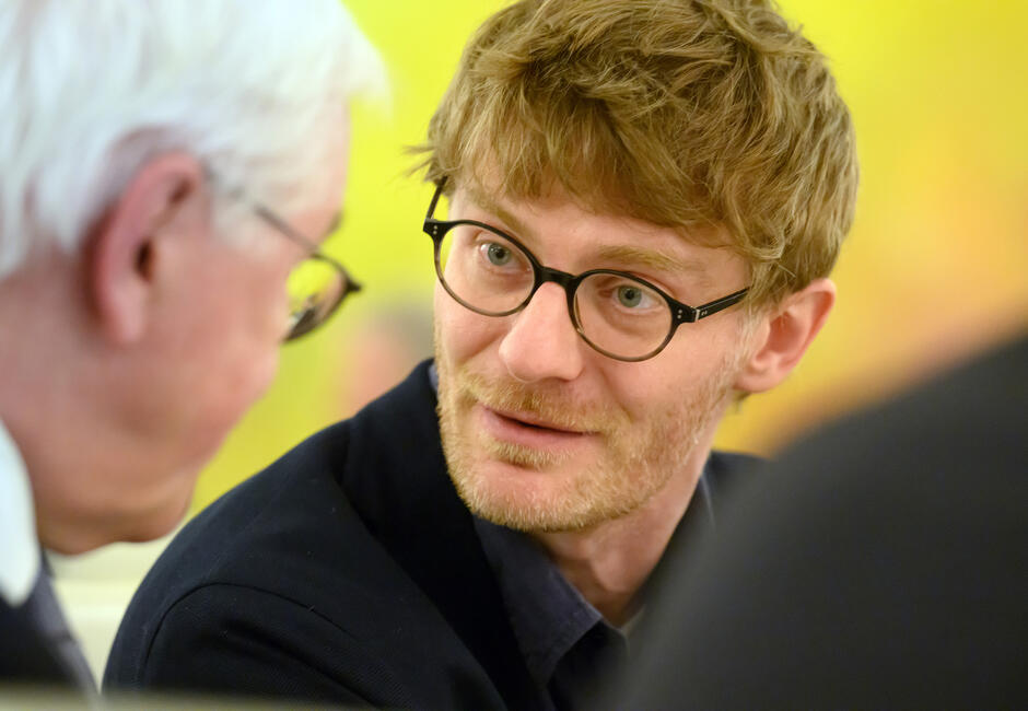 Richard Socher im Gespräch mit Bundespräsident Steinmeier