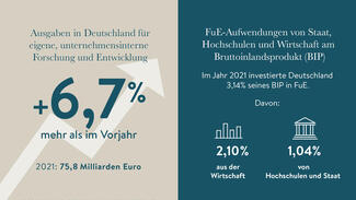 Im Jahr 2021 investierte Deutschland 3,14 Prozent seines Bruttoinlandsprodukts in Forschung und Entwicklung (Grafik)