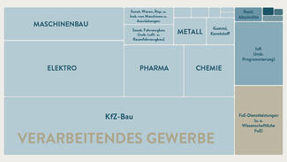 Der Anteil der Branchen an den internen FuE-Aufwendungen im Jahr 2021