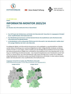 Informatik-Monitor 2023: Zusammenfassung der Ergebnisse (Cover)