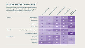 Faktoren, die Hochschulen bei der Verstetigung der Gründungsförderung als Herausforderung sehen (Grafik) Faktoren, die Hochschulen bei der Verstetigung der Gründungsförderung als Herausforderung sehen (Grafik)
