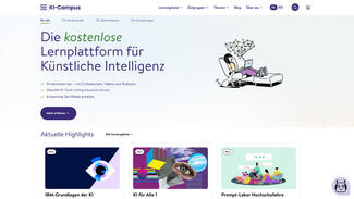 Screenshot der Homepage des KI-Campus Screenshot der Homepage des KI-Campus