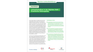 Lehramtsstudium in der digitalen Welt – Erweitertes Datenupdate (Cover des Factsheets)