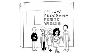 Fellow-Programm Freies Wissen (Riesenspatz Infoillustration für Wikimedia Deutschland, CC BY-SA 4.0)
