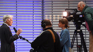 Forschungsgipfel 2016: Andreas Barner im ARD-Interview (Foto: David Ausserhofer)