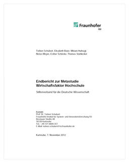 Wirtschaftsfaktor Hochschule: Endbericht zur Metastudie (Cover)